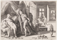 KG 02503
<br/>
Metamorfosen: Mercurius en Herse
<br/>
<em>Goltzius, Hendrick (1558-1617) - atelier van</em>